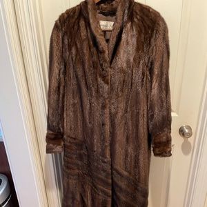 Full Length Mahogany Mink Coat with diagonal